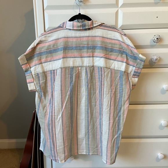 Sanctuary Boxy Linen Striped Button Down Top - Picture 6 of 7